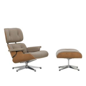 Vitra Lounge Chair & Ottoman Kirschbaumholz/Dark Sand 