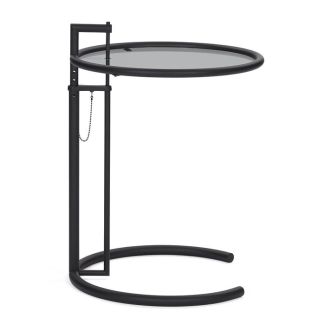 ClassiCon Verstellbarer Beistelltisch E1027 schwarzes Gestell Parsolglas graue Platte 